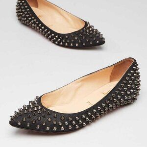 Christian Louboutin Blue Denim Pigalle Spikes Flats Size 6/36.5